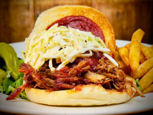 Pulled Pork Sandwich with French fries